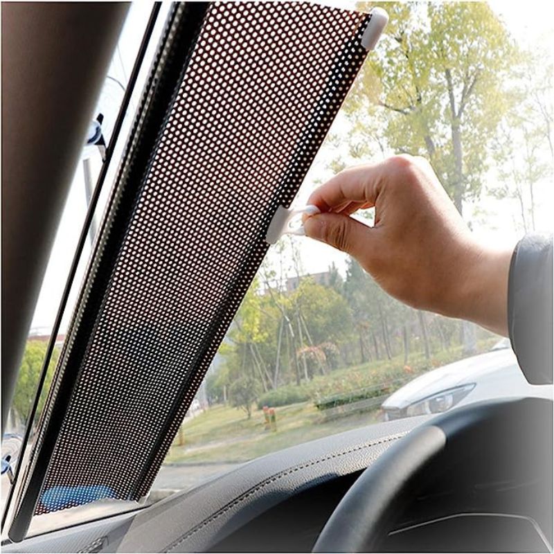 Black Retractable Sun Shade Roller Car Curtain Window Shade UV Cut