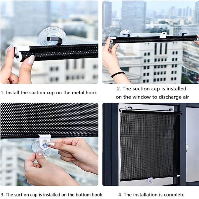 Retractable car side window sun deals shade roller suction cup mounting