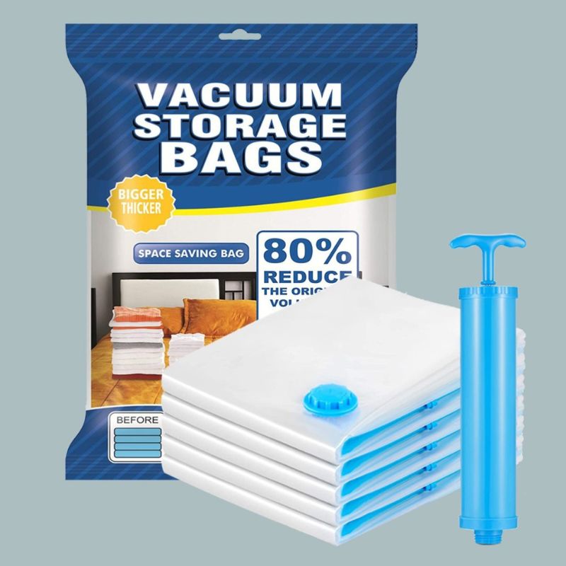 Buy Kuber Industries Vacuum Storage Bags|Space Saver Bags|Travel Vacuum  Storage Seal Bags for Comforters Blankets Clothes Pillows With Hand  Pump,50x60 cm,Pack of 8 (Transparent) Online at Best Prices in India -  JioMart.