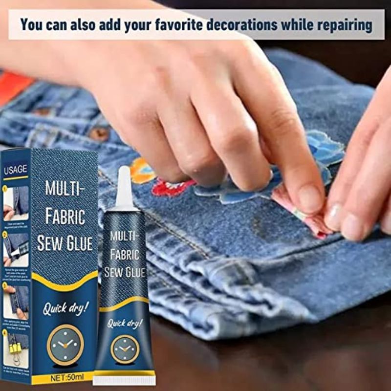 50ML Sew Glue Clothes Fabric Leather Sew Glue Kit Secure Fast Drying Glue  Liquid Sewing Ultra-stick Adhesives Waterproof